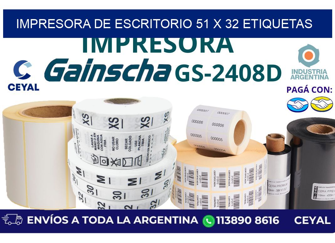 impresora de escritorio 51 x 32 etiquetas