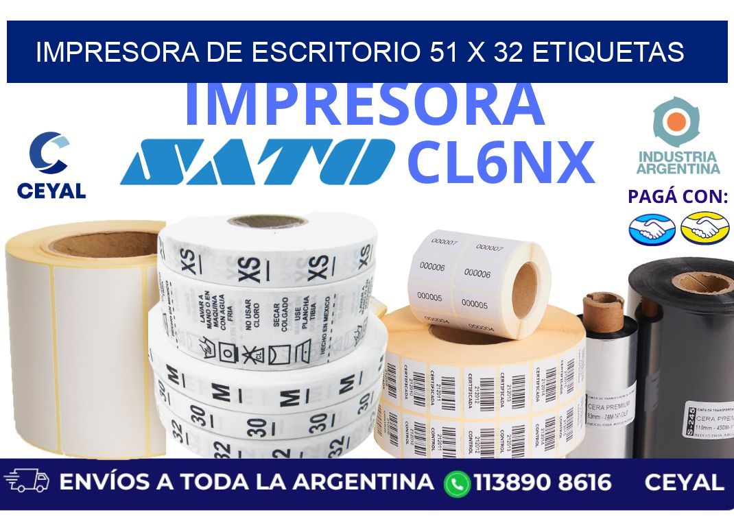 impresora de escritorio 51 x 32 etiquetas