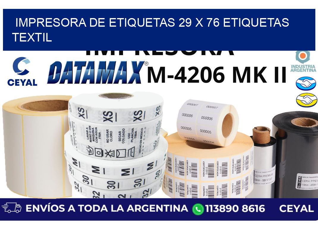 impresora de etiquetas 29 x 76 etiquetas textil