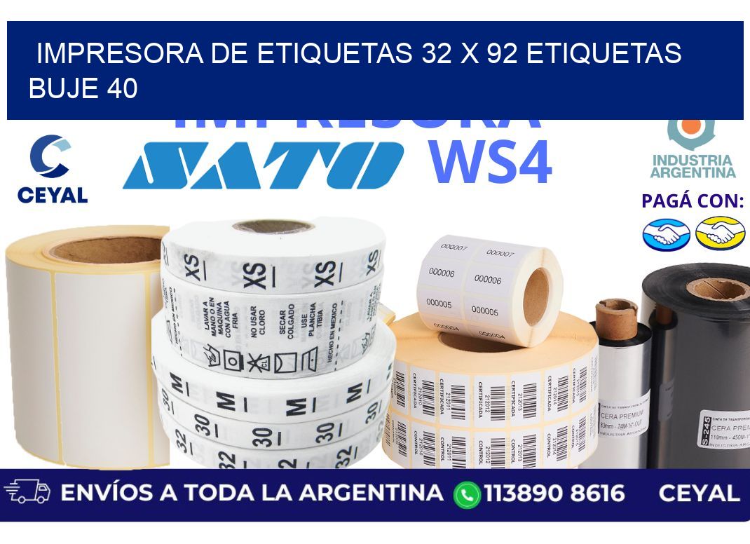 impresora de etiquetas 32 x 92 etiquetas buje 40