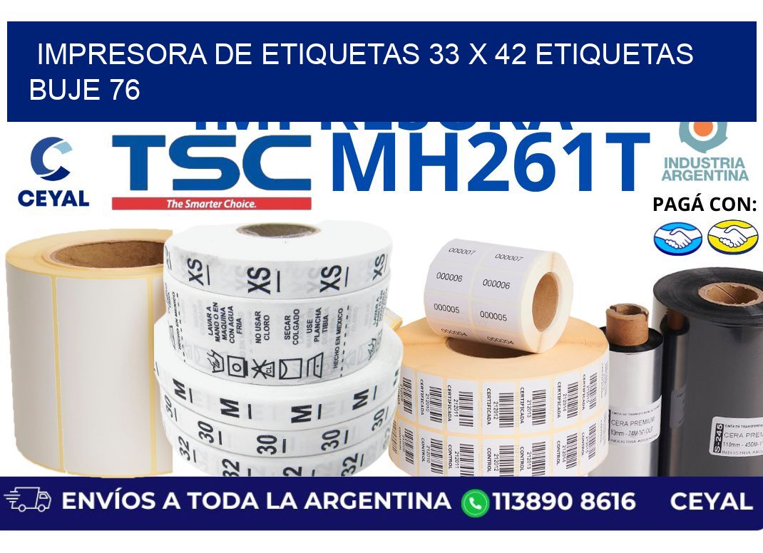 impresora de etiquetas 33 x 42 etiquetas buje 76