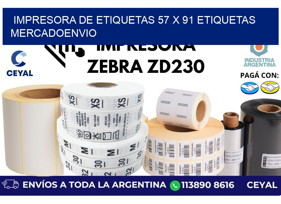 impresora de etiquetas 57 x 91 etiquetas mercadoenvio