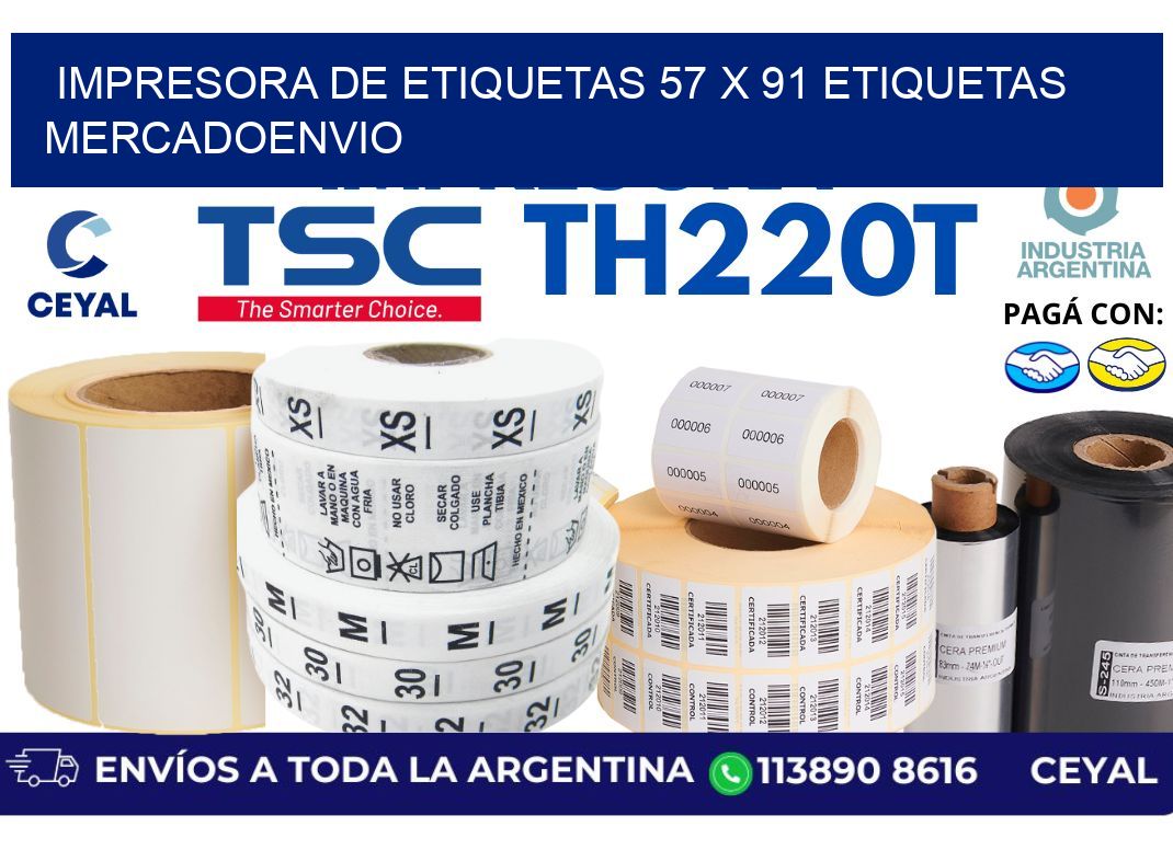 impresora de etiquetas 57 x 91 etiquetas mercadoenvio