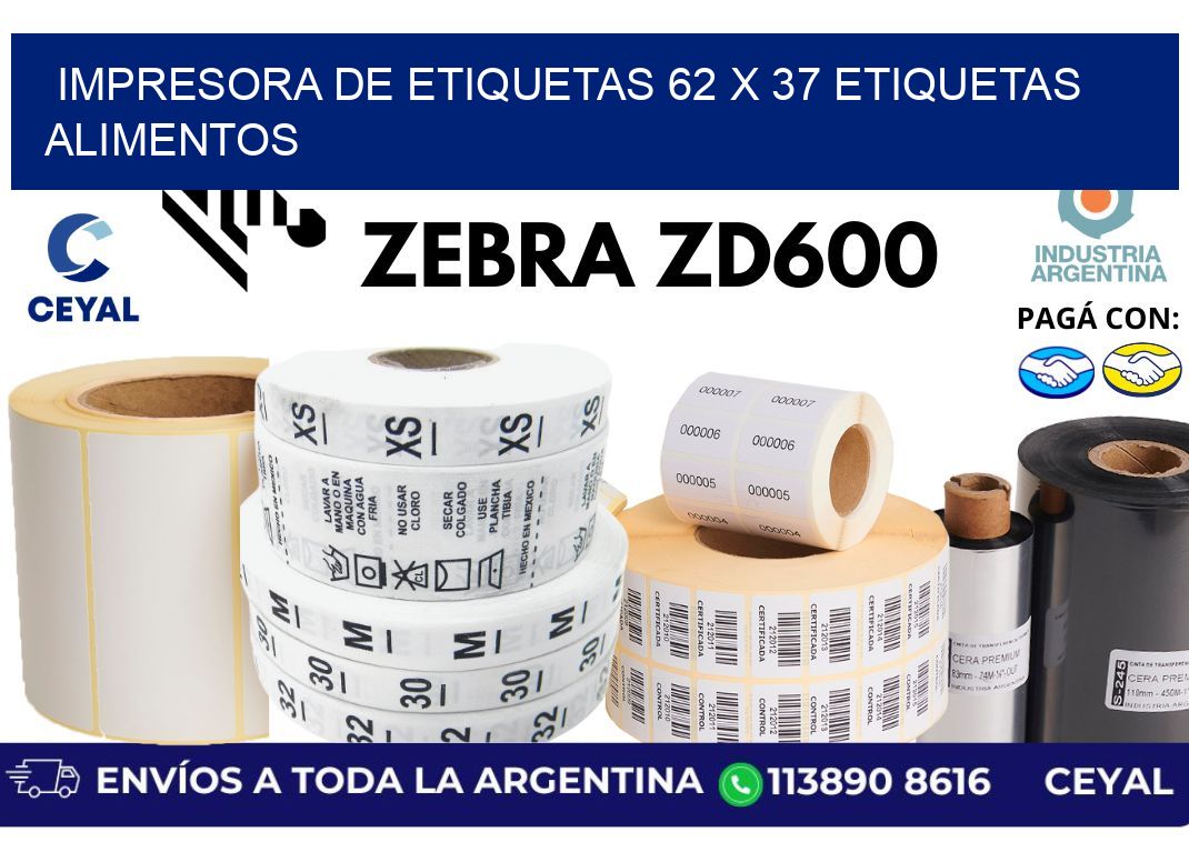 impresora de etiquetas 62 x 37 etiquetas alimentos