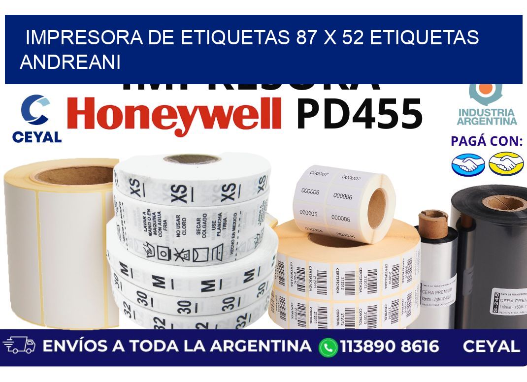 impresora de etiquetas 87 x 52 etiquetas andreani