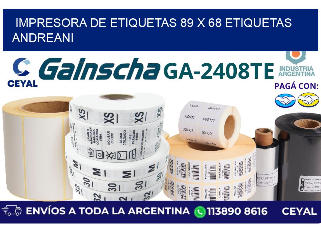 impresora de etiquetas 89 x 68 etiquetas andreani