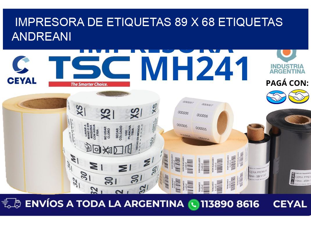 impresora de etiquetas 89 x 68 etiquetas andreani