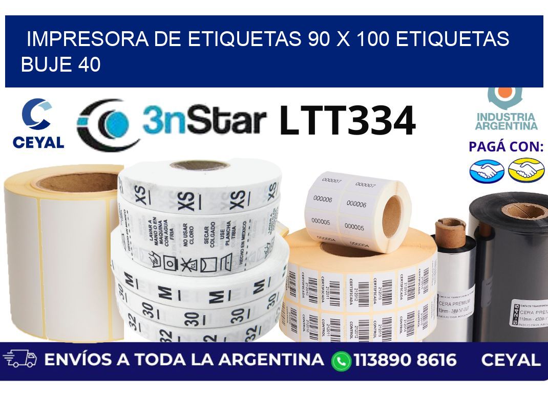 impresora de etiquetas 90 x 100 etiquetas buje 40