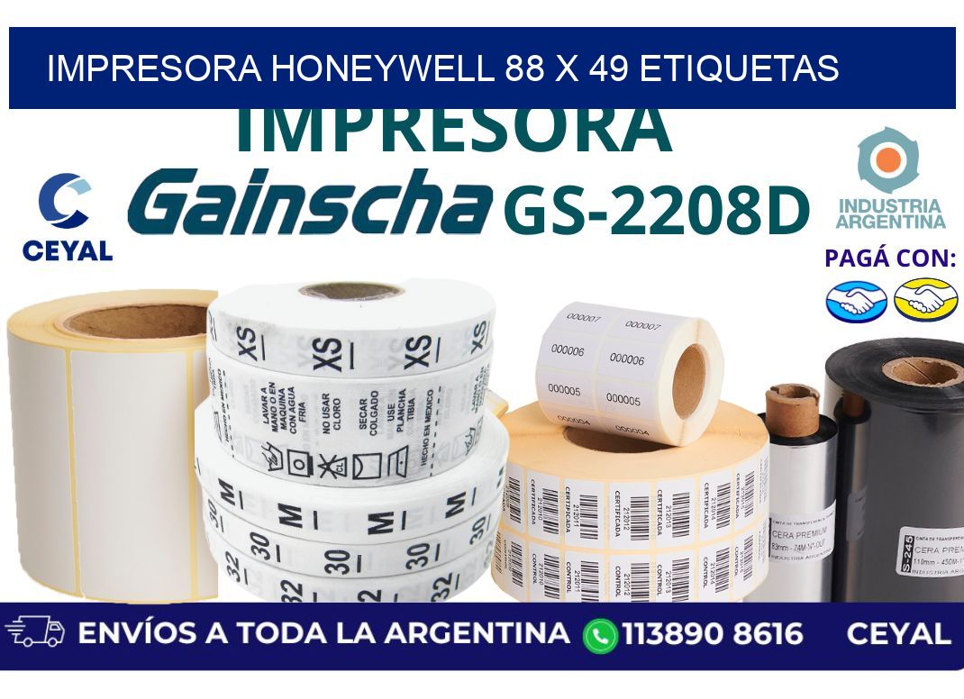 impresora honeywell 88 x 49 etiquetas