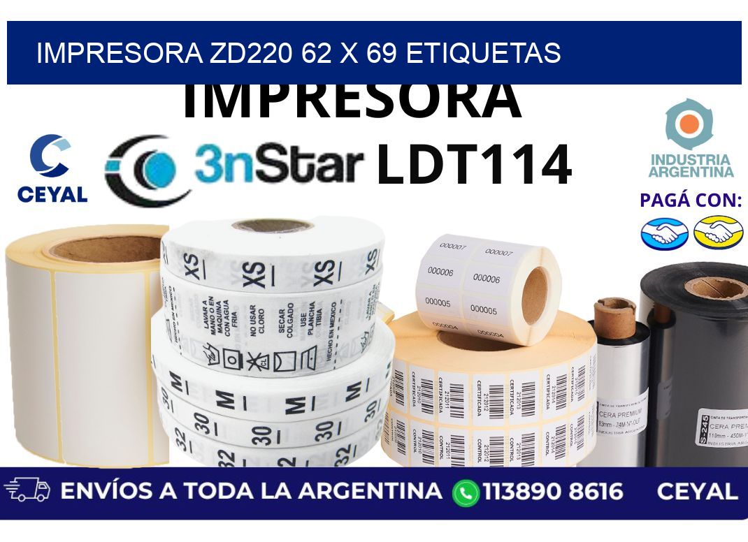 impresora zd220 62 x 69 etiquetas