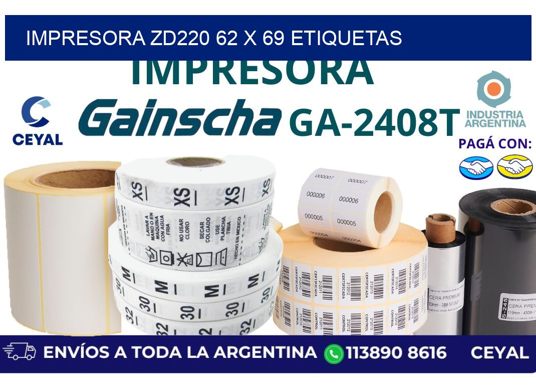 impresora zd220 62 x 69 etiquetas