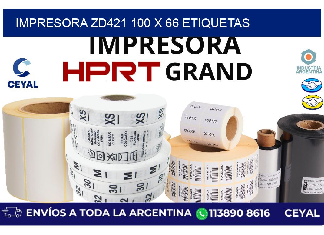 impresora zd421 100 x 66 etiquetas