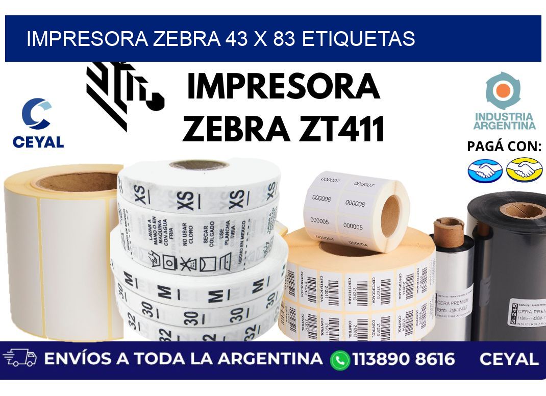 impresora zebra 43 x 83 etiquetas