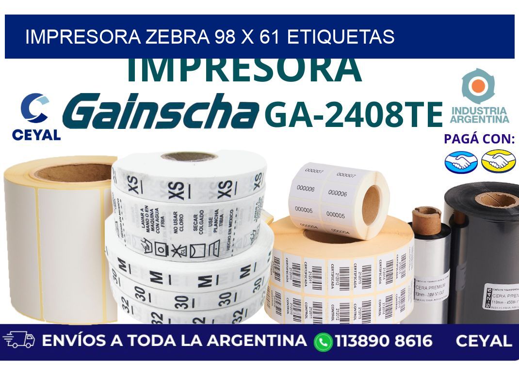 impresora zebra 98 x 61 etiquetas