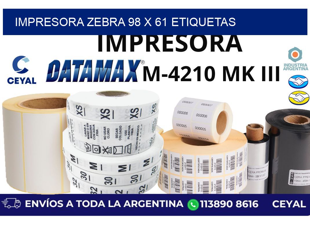 impresora zebra 98 x 61 etiquetas