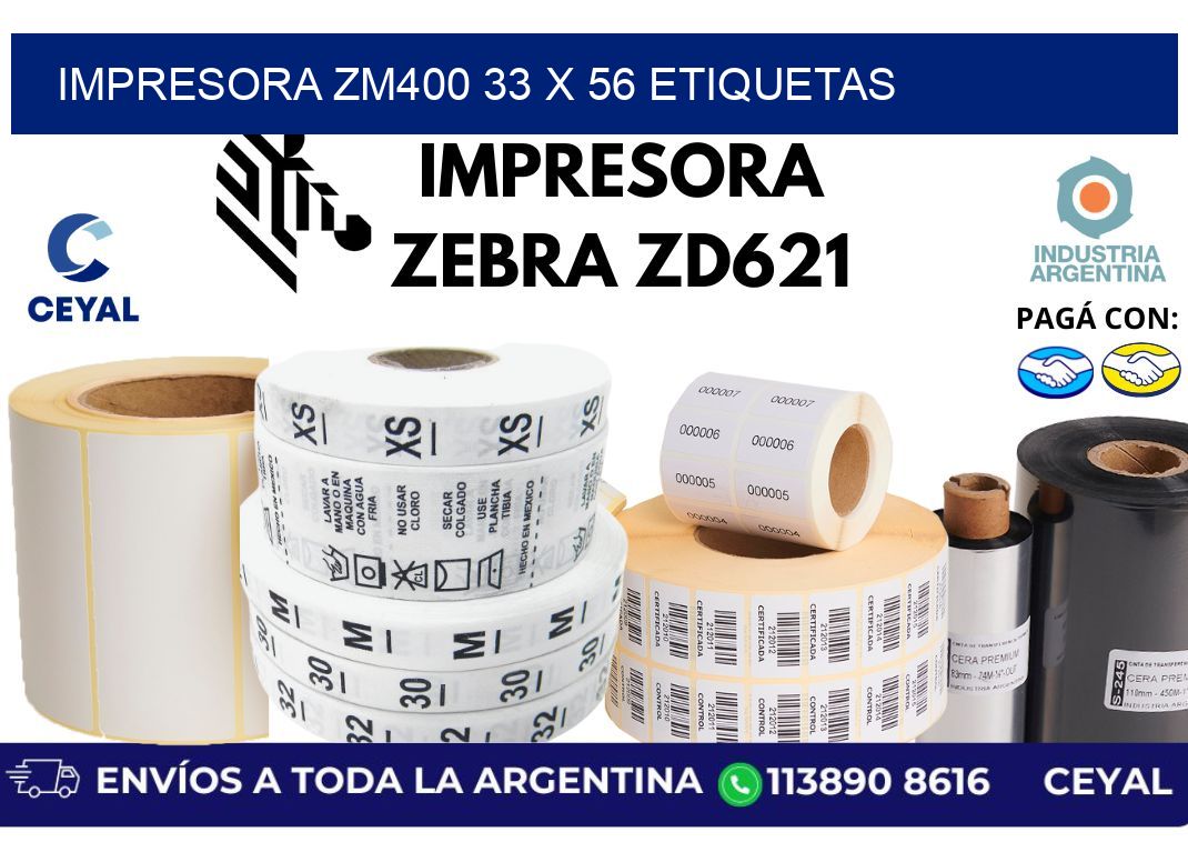 impresora zm400 33 x 56 etiquetas