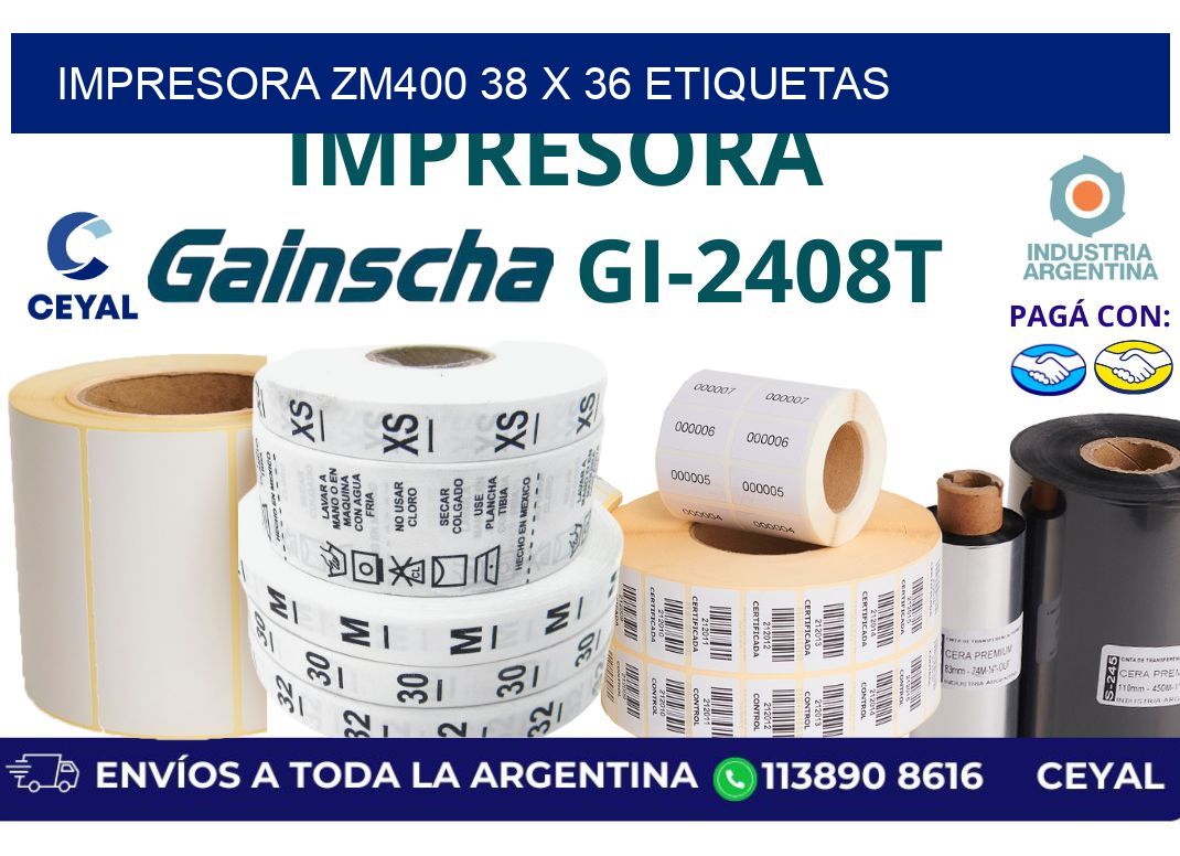 impresora zm400 38 x 36 etiquetas