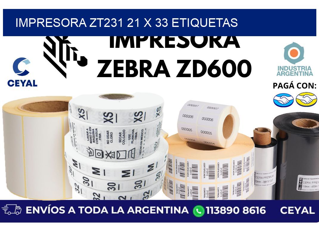 impresora zt231 21 x 33 etiquetas