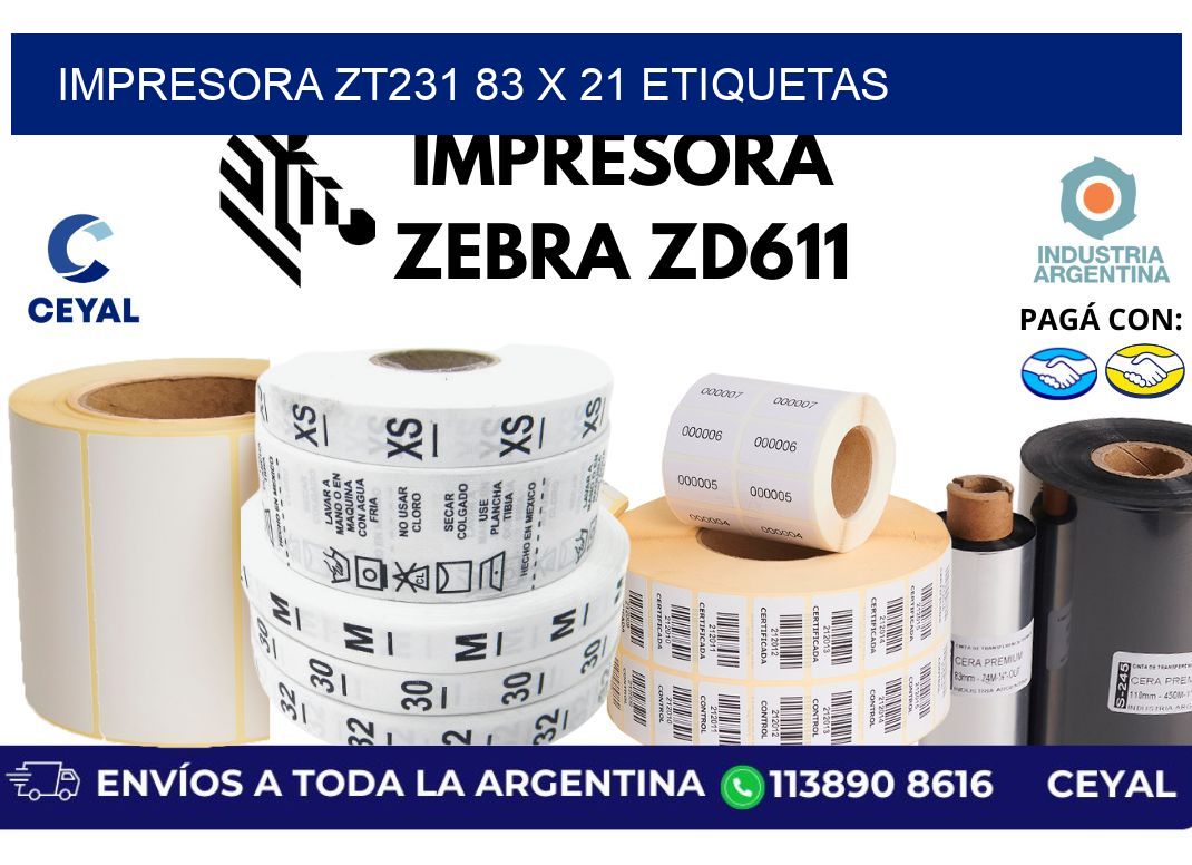 impresora zt231 83 x 21 etiquetas