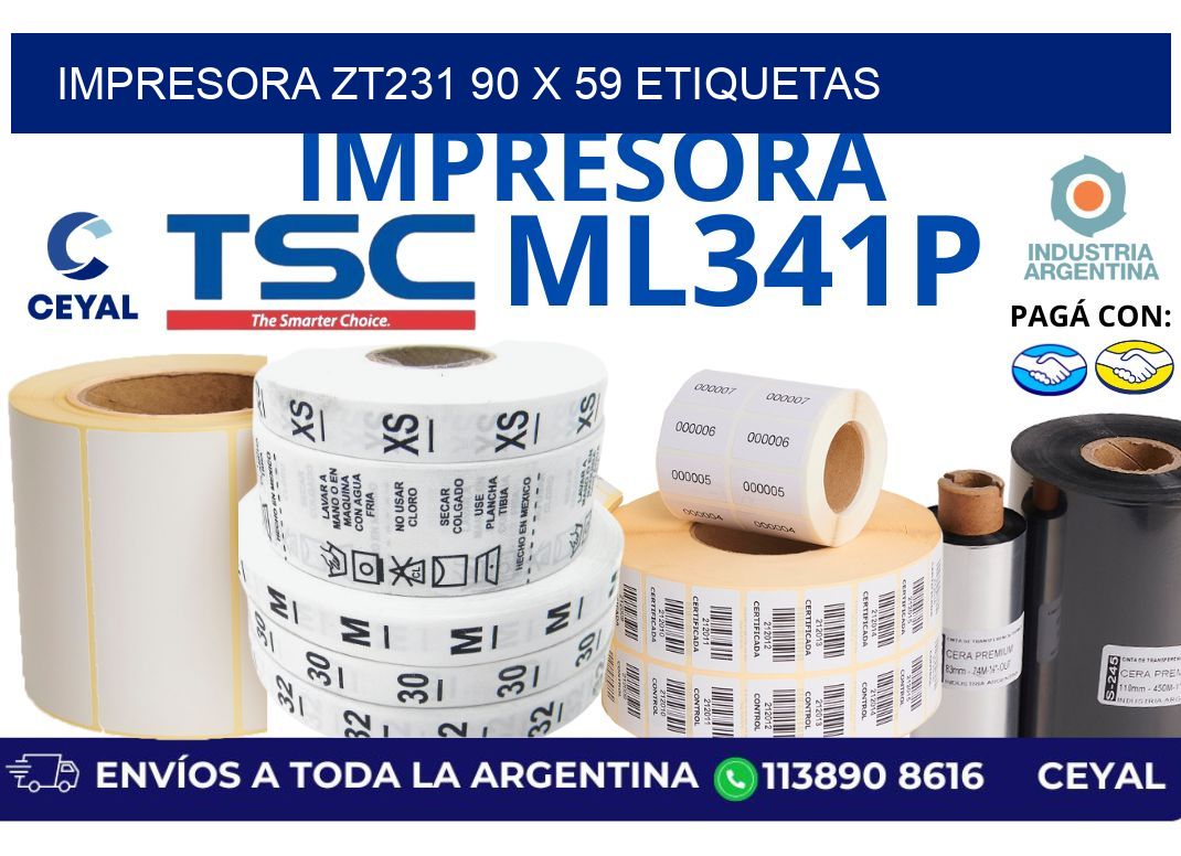 impresora zt231 90 x 59 etiquetas