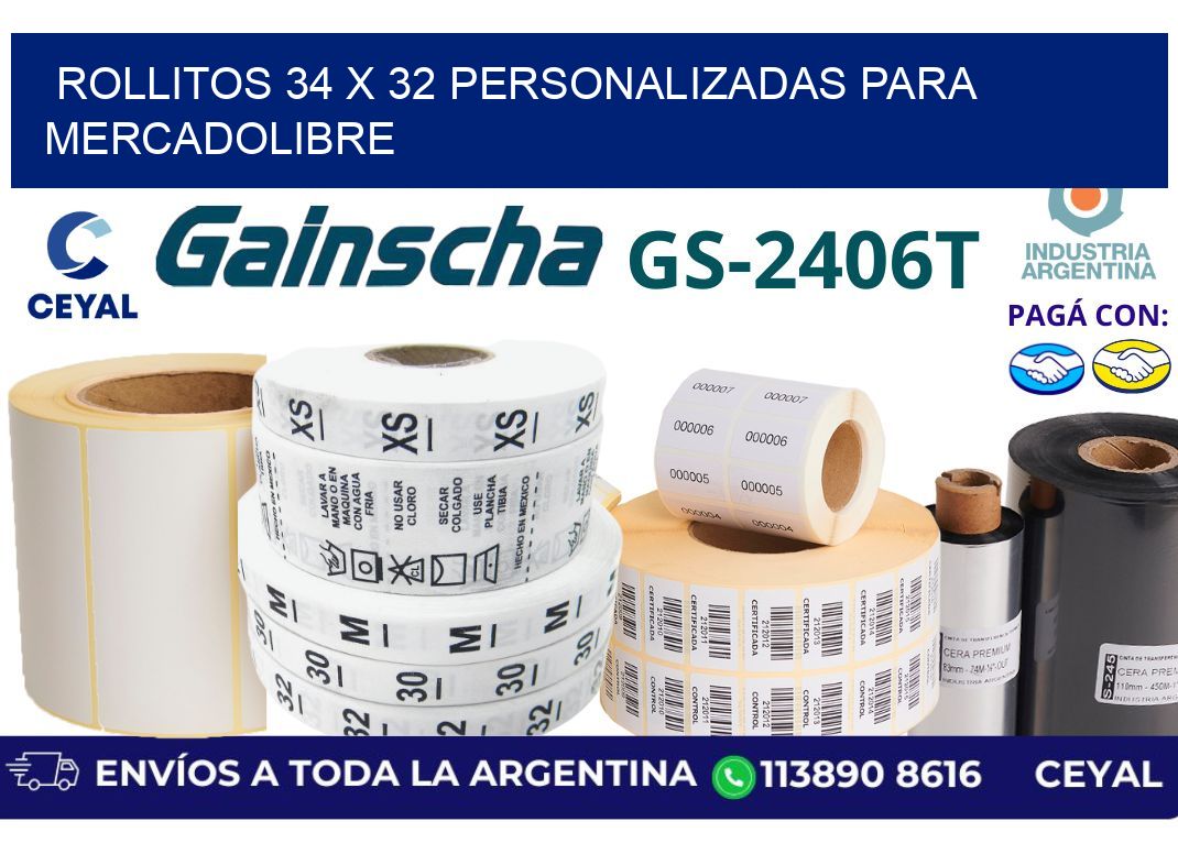 rollitos 34 x 32 personalizadas para mercadolibre