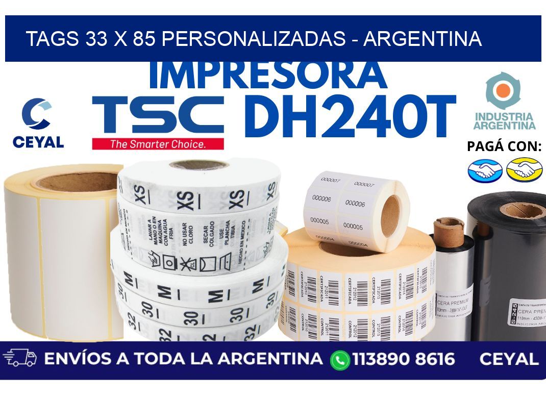 tags 33 x 85 personalizadas - Argentina