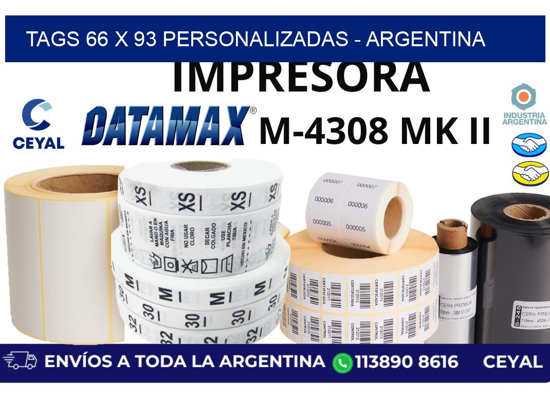 tags 66 x 93 personalizadas - Argentina