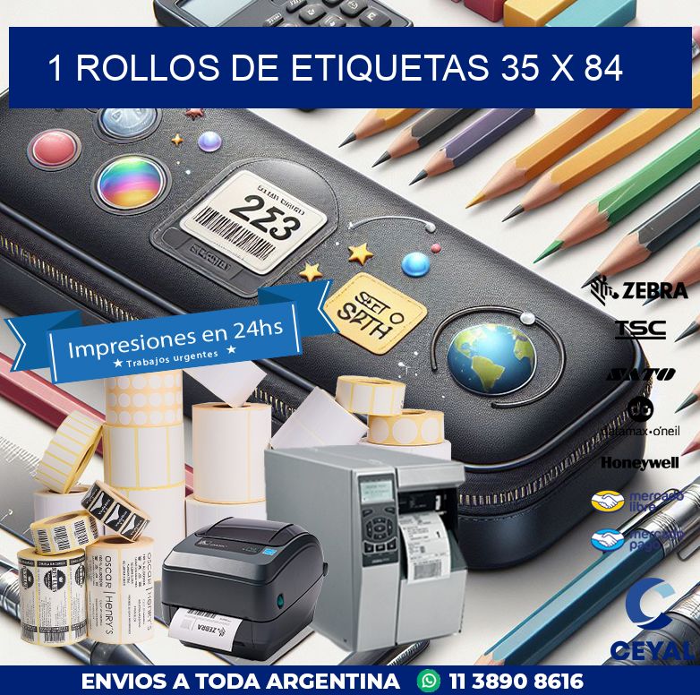 1 ROLLOS DE ETIQUETAS 35 x 84