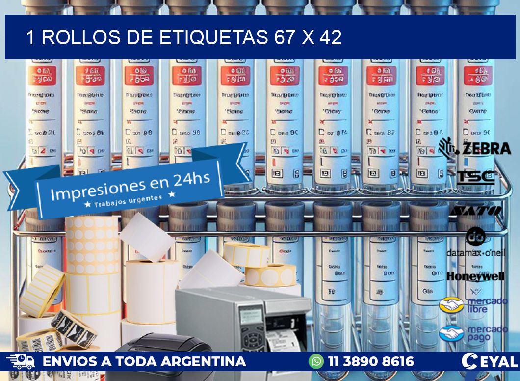 1 ROLLOS DE ETIQUETAS 67 x 42