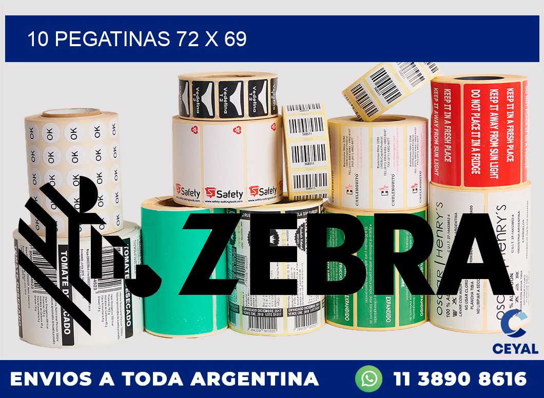 10 PEGATINAS 72 x 69
