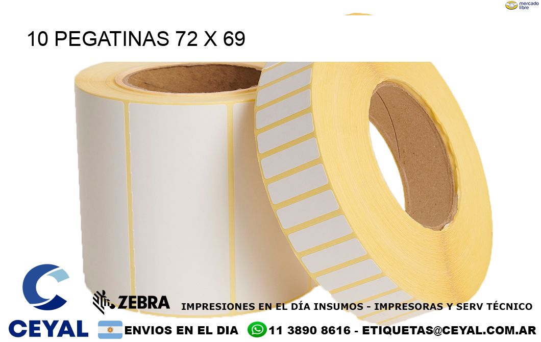 10 PEGATINAS 72 x 69