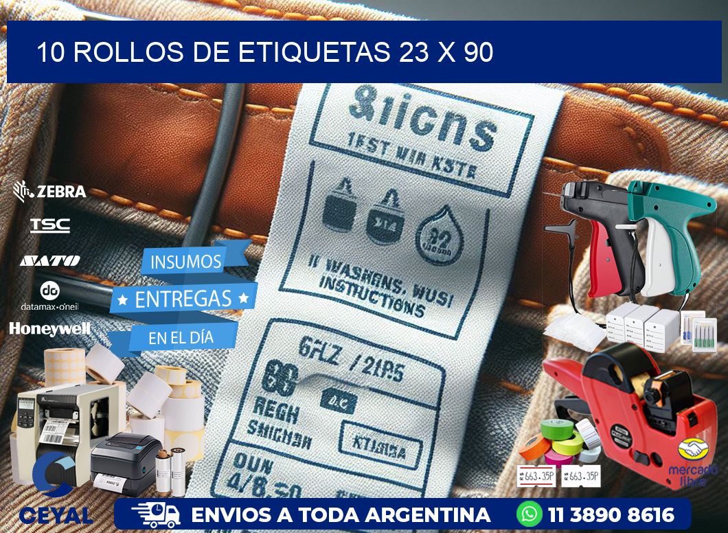 10 ROLLOS DE ETIQUETAS 23 x 90