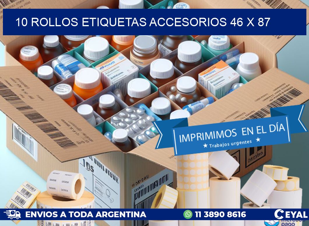 10 ROLLOS ETIQUETAS ACCESORIOS 46 x 87