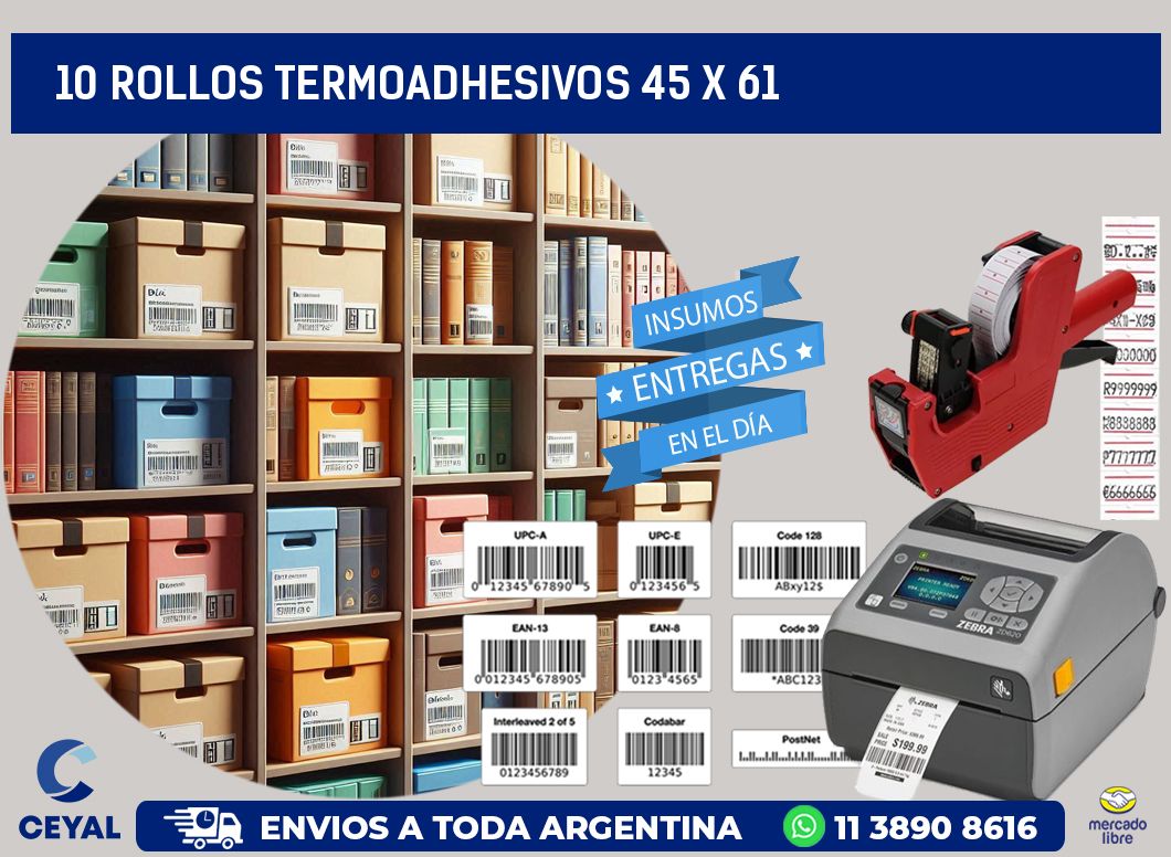 10 ROLLOS TERMOADHESIVOS 45 x 61