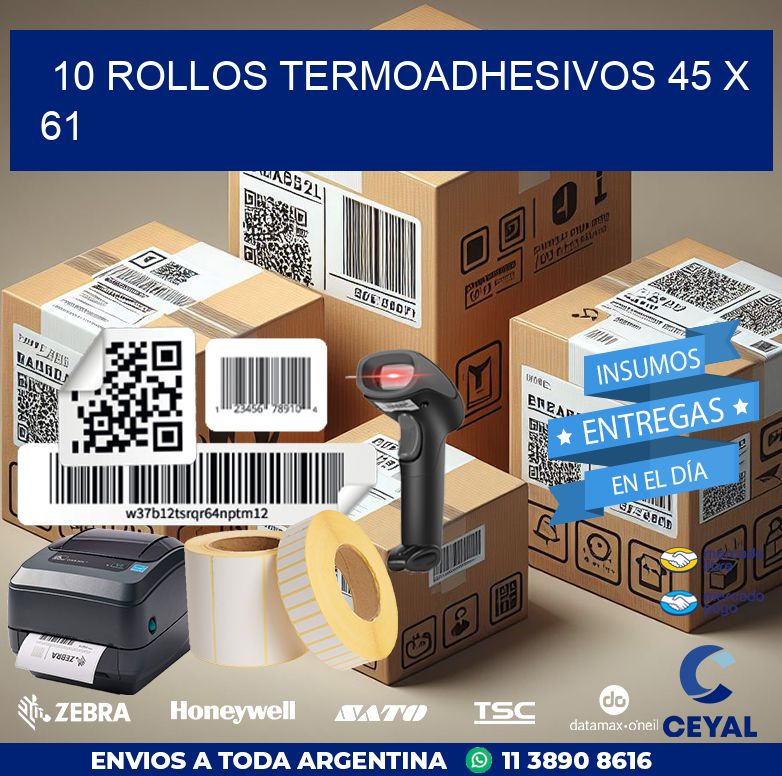 10 ROLLOS TERMOADHESIVOS 45 x 61