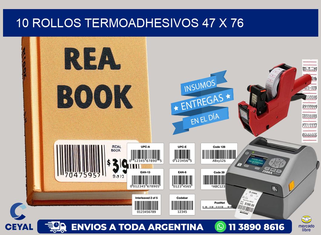 10 ROLLOS TERMOADHESIVOS 47 x 76