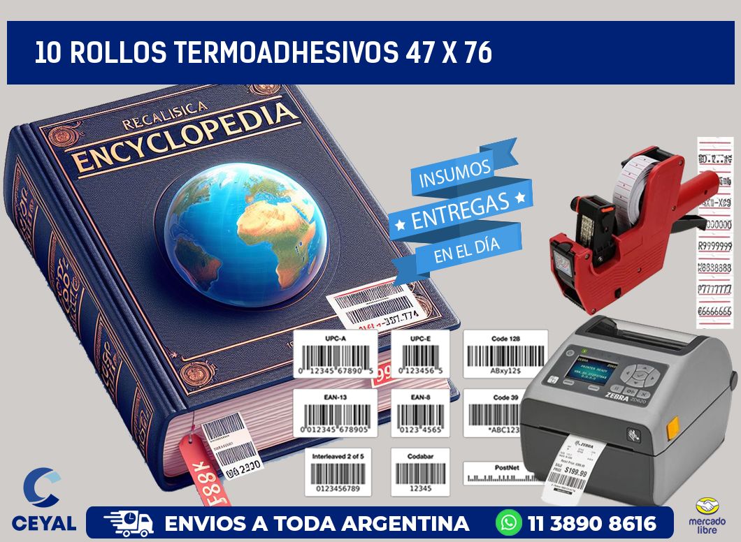10 ROLLOS TERMOADHESIVOS 47 x 76