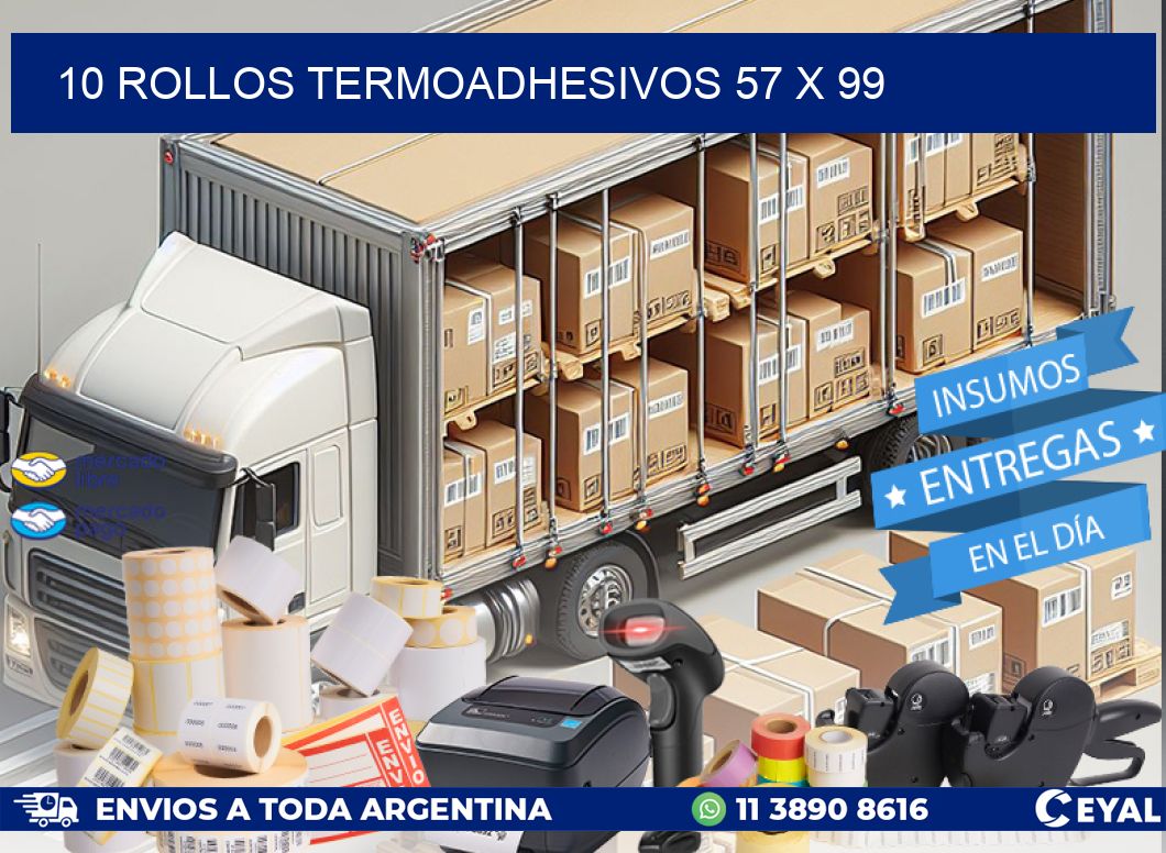 10 ROLLOS TERMOADHESIVOS 57 x 99