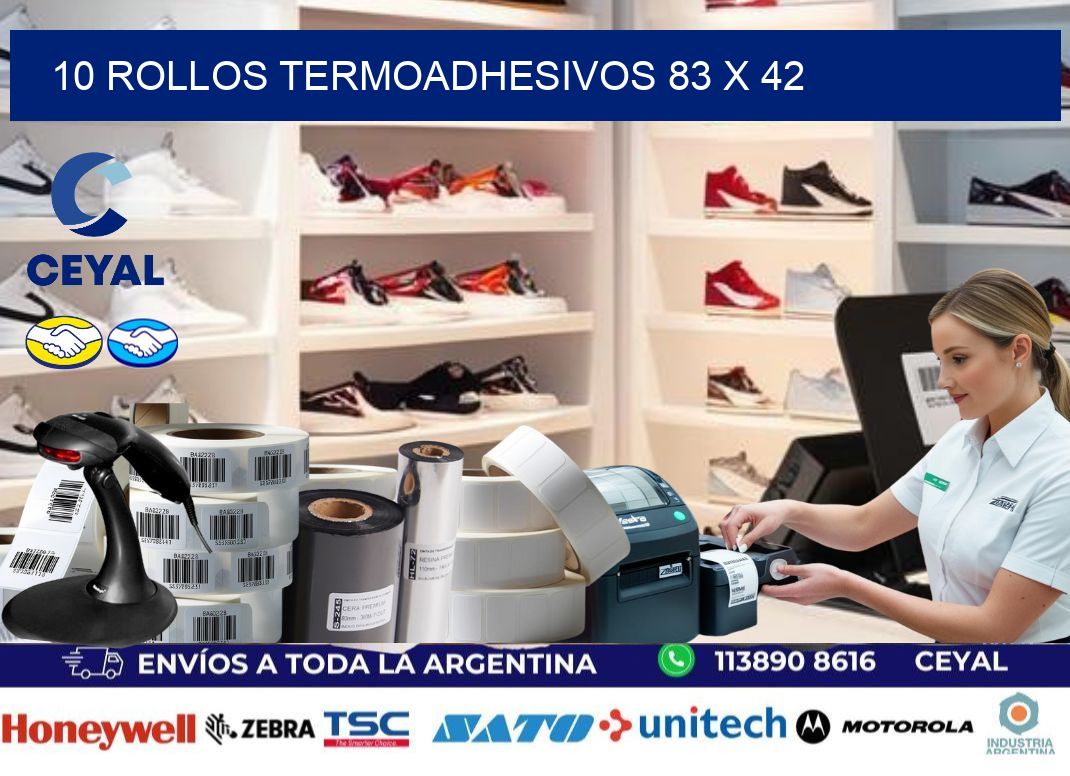 10 ROLLOS TERMOADHESIVOS 83 x 42