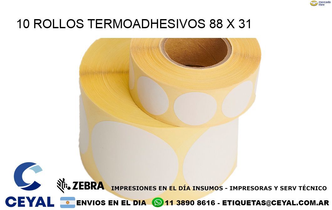 10 ROLLOS TERMOADHESIVOS 88 x 31