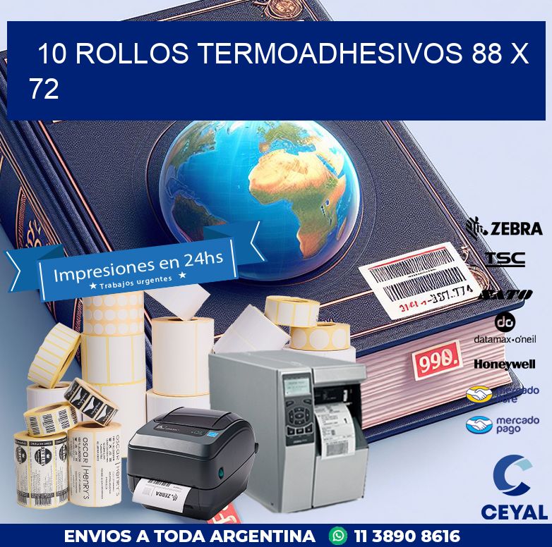 10 ROLLOS TERMOADHESIVOS 88 x 72