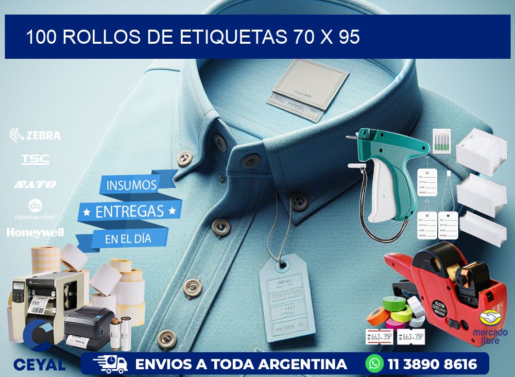 100 ROLLOS DE ETIQUETAS 70 x 95