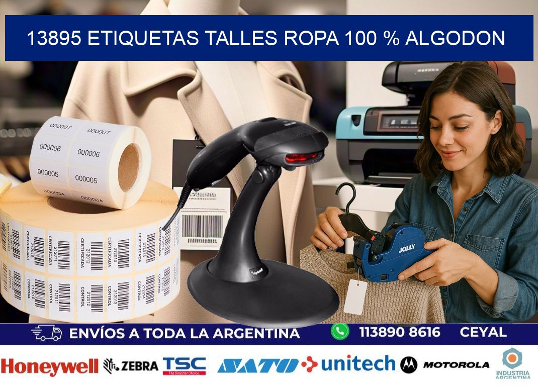 13895 ETIQUETAS TALLES ROPA 100 % ALGODON