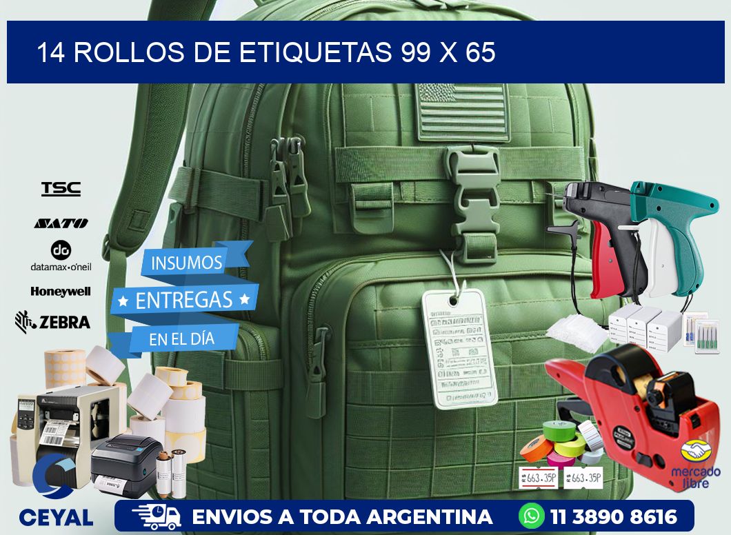 14 ROLLOS DE ETIQUETAS 99 x 65