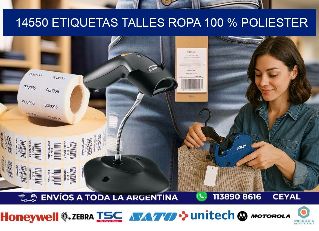 14550 ETIQUETAS TALLES ROPA 100 % POLIESTER
