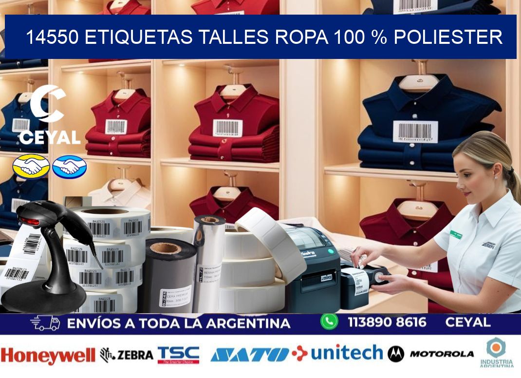 14550 ETIQUETAS TALLES ROPA 100 % POLIESTER