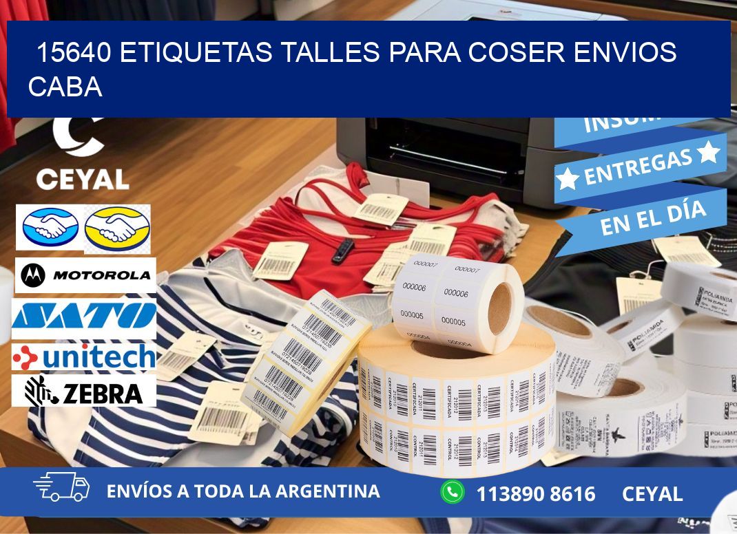 15640 ETIQUETAS TALLES PARA COSER ENVIOS CABA