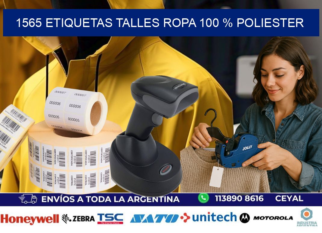 1565 ETIQUETAS TALLES ROPA 100 % POLIESTER