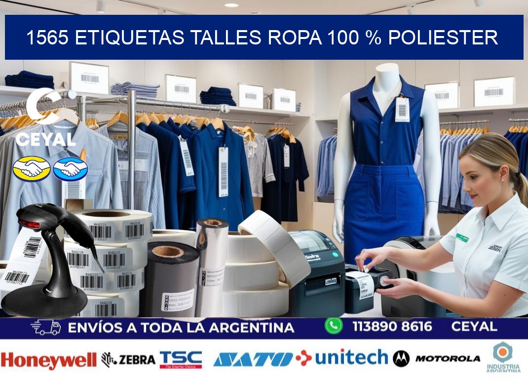 1565 ETIQUETAS TALLES ROPA 100 % POLIESTER