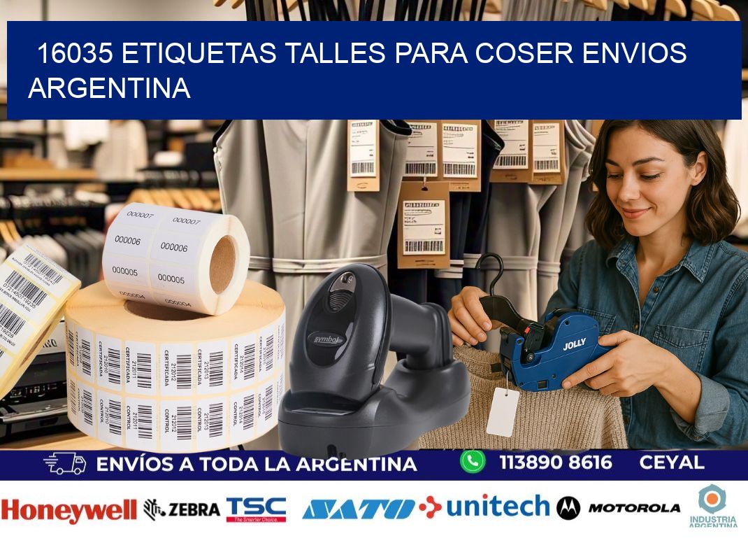 16035 ETIQUETAS TALLES PARA COSER ENVIOS ARGENTINA